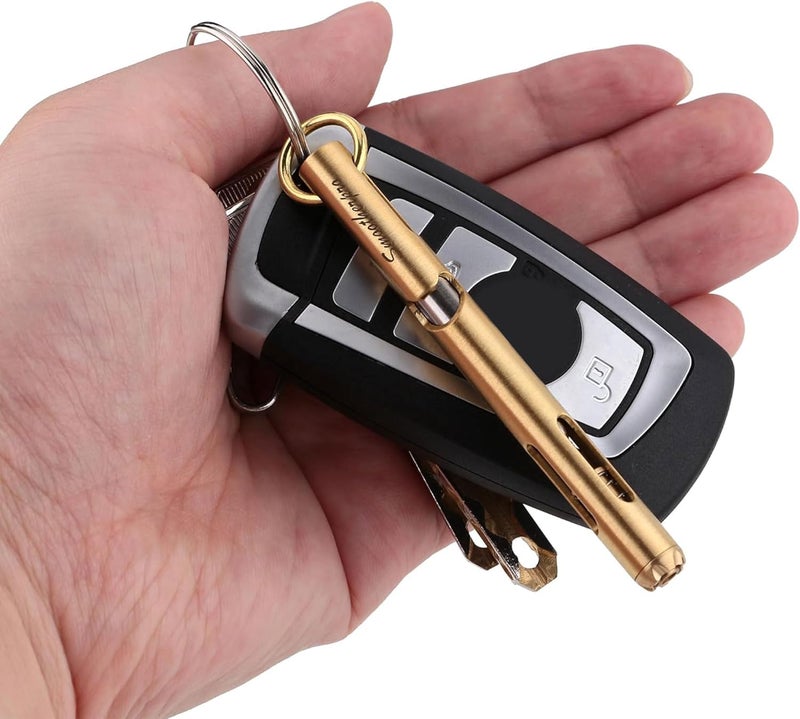 SMOOTHERPRO Mini Pen, Brass EDC Pocket Pen with Keychain, 80mm in Lenth Small for Travel, Wallet, Includes 2 Refill Cartridges - Retro Black - Image 5